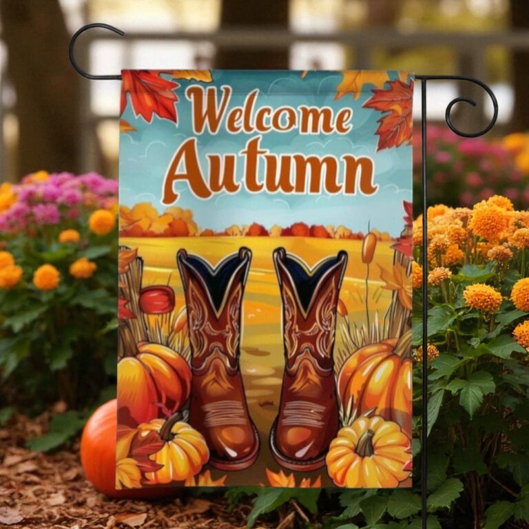 Welcome Autumn Flag, Fall Pumpkin Garden Decor