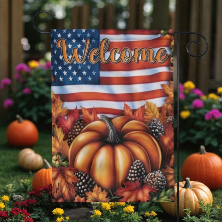Welcome Fall Flag, Pumpkin Autumn Garden Decor