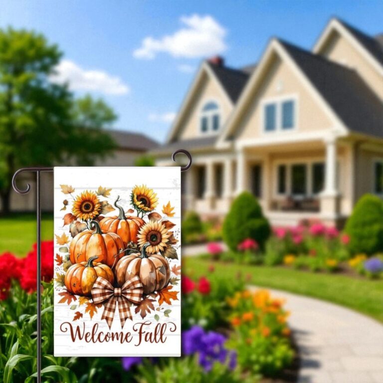 Welcome Fall Garden Flag, Autumn Sublimation Flag