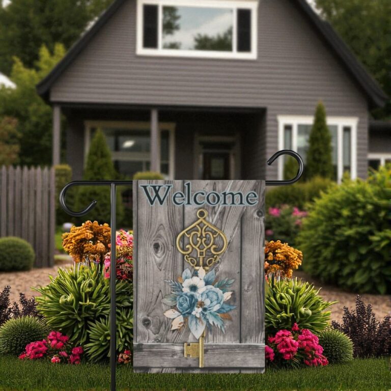 Welcome Garden Flag, Vintage Cottage Outdoor Decor