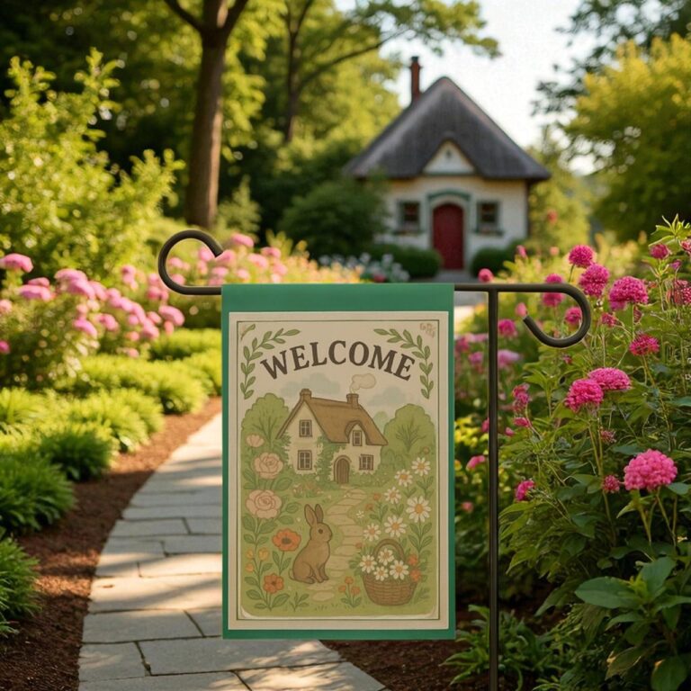 Welcome Garden Flag, Vintage-Inspired Outdoor Yard Decor