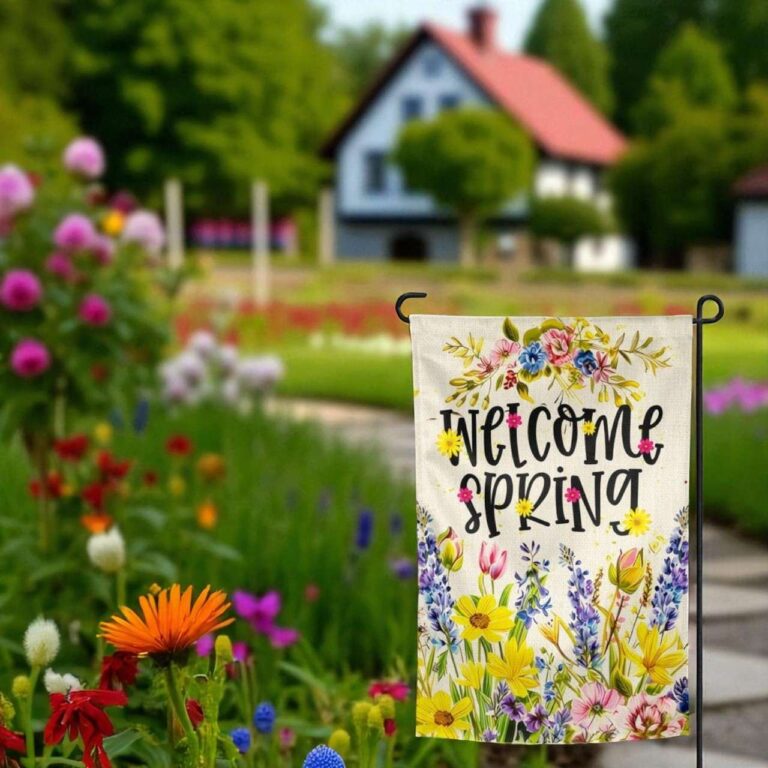 Welcome Spring Garden Flag Colorful Floral Wildflowers Decor