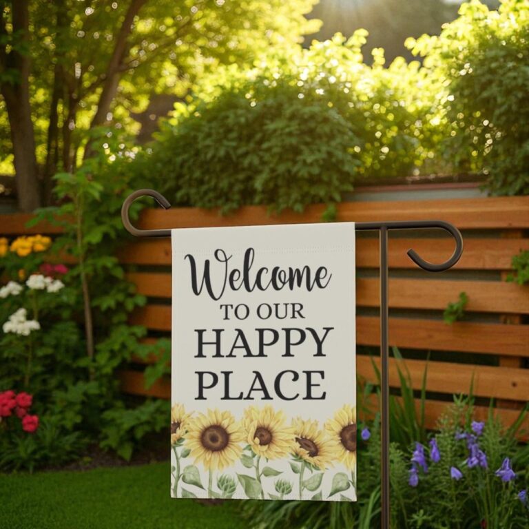 Welcome Sunflower Garden Flag, Rustic Family Yard Banner