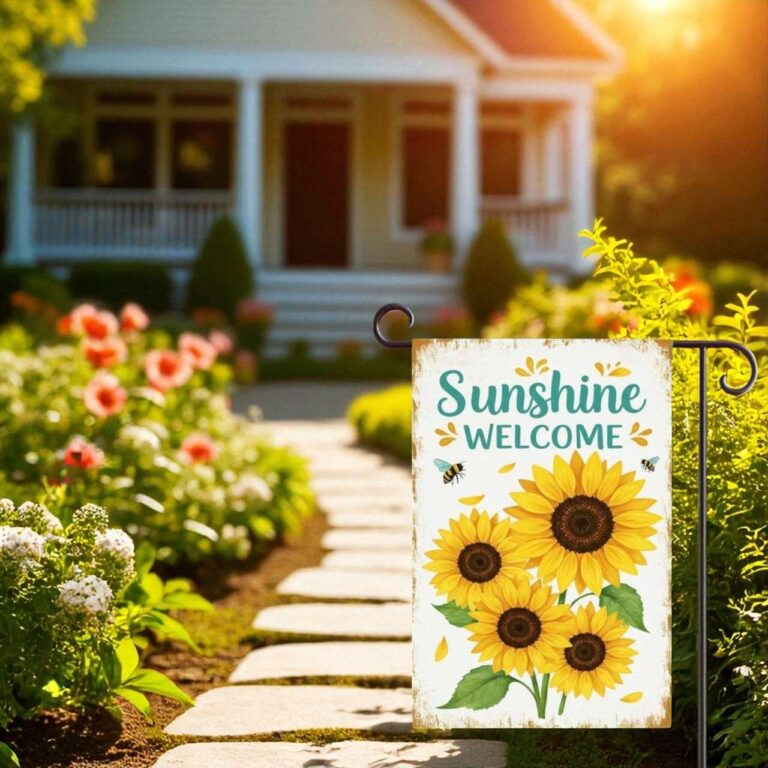 Welcome Sunshine Flag – Bright Sunflower Garden Flag Template