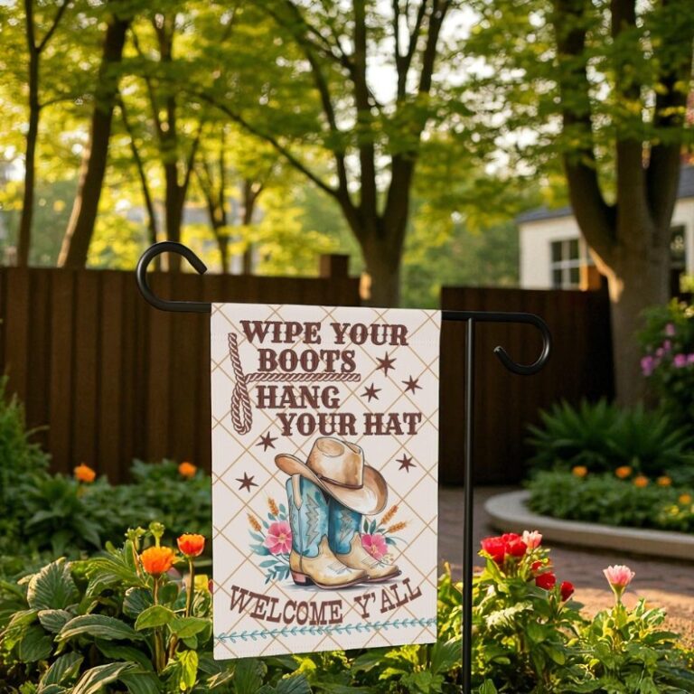 Welcome Y'all Country Garden Flag, Cowboy Boots Porch Decor