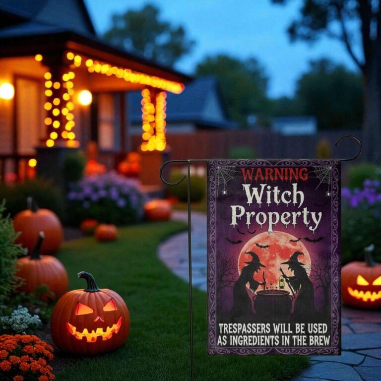 Witch Garden Flag Halloween Yard Sign Durable Outdoor Decor