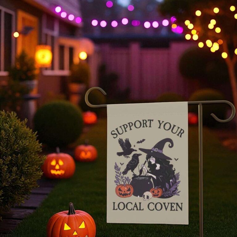 Witch Yard Flag for Spooky Fall Outdoor Decor | Festive Garden Flags