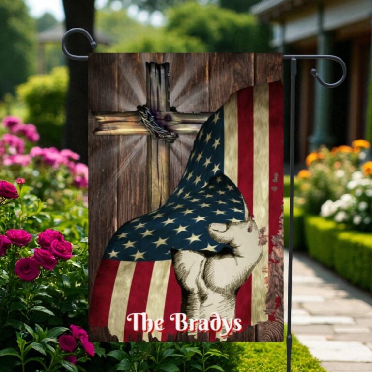 American Flag Cross Garden Flag, Christian Decor Gift