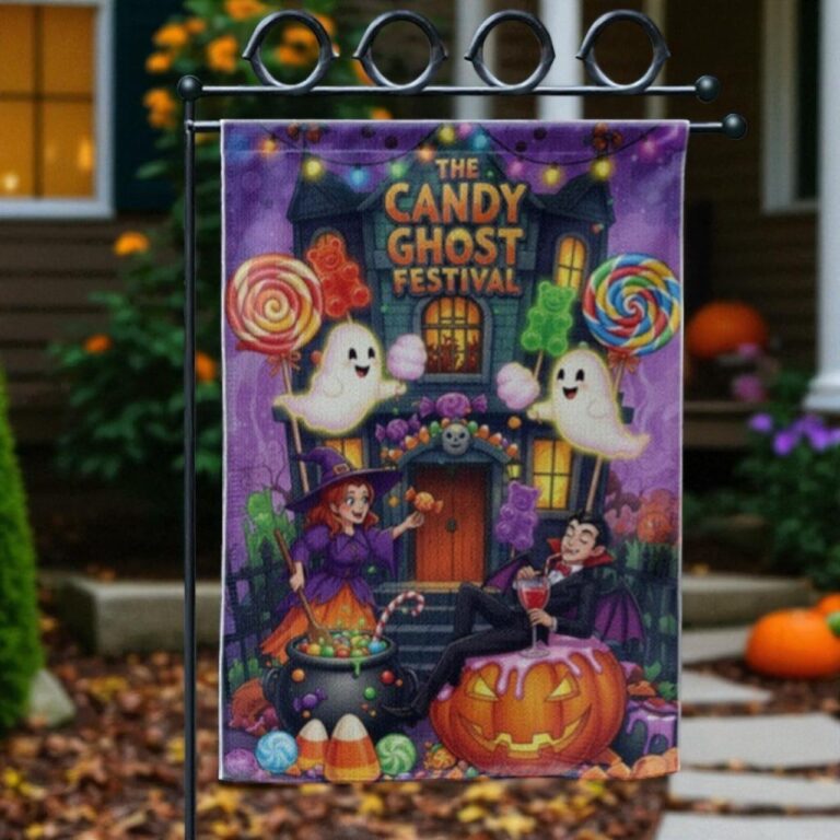 Candy Ghost Festival Garden Flag, Halloween Outdoor Decor