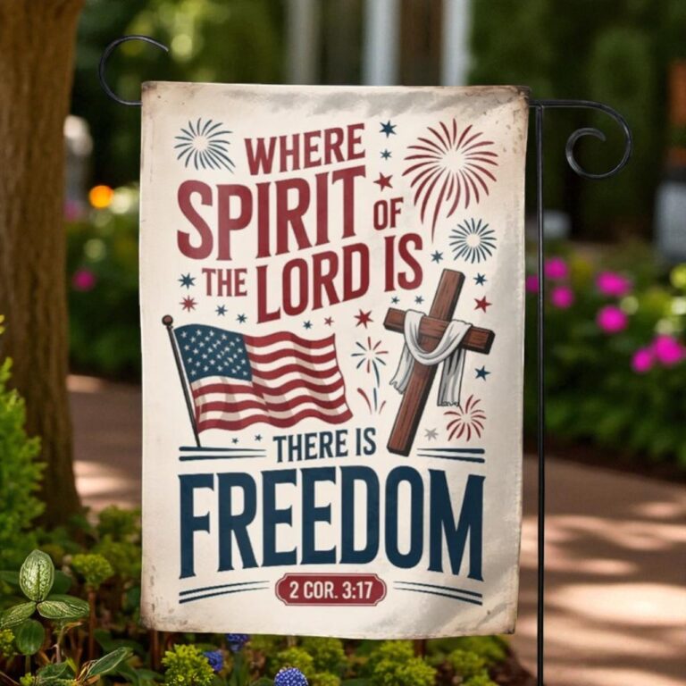 Christian Garden Flag, Floral Religious Outdoor Decor