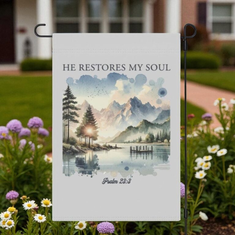 Christian Lake View Flag, Bible Verse Yard Sign