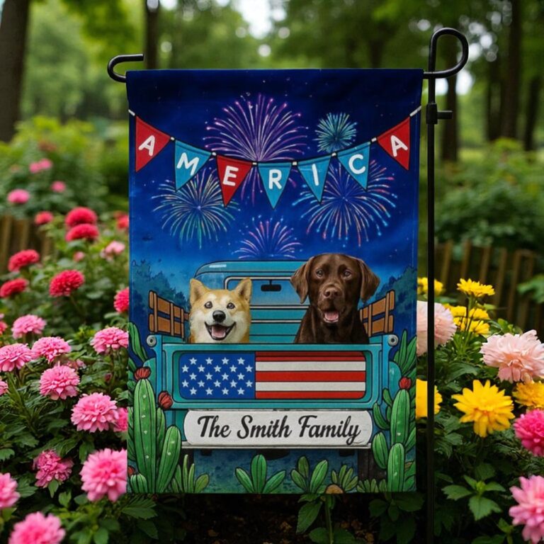 Custom Pet Photo Flag, 4th of July Garden Banner