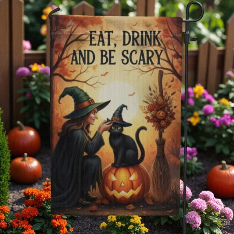 Eat Drink and Be Scary Garden Flag, Halloween Yard Decor
