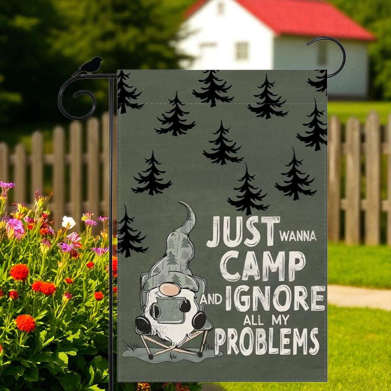 Funny Camping Garden Flag, Gnome Outdoor Yard Decoration