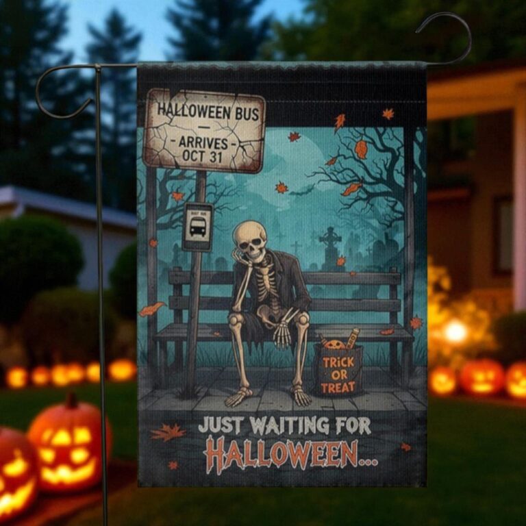 Funny Halloween Garden Flag, Skeleton Yard Decor