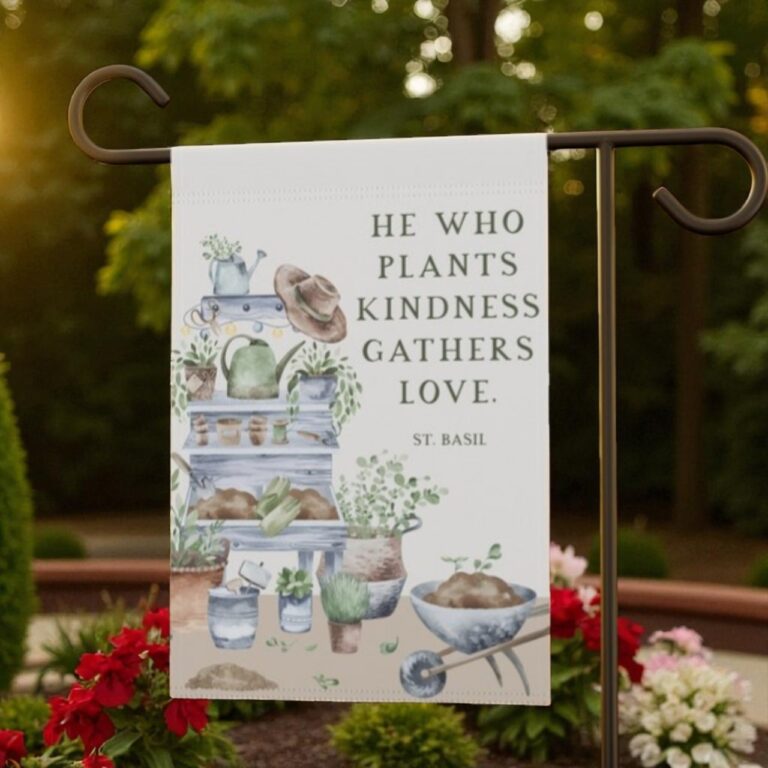 Hippie Garden Flag, Outdoor Catholic Yard Banner