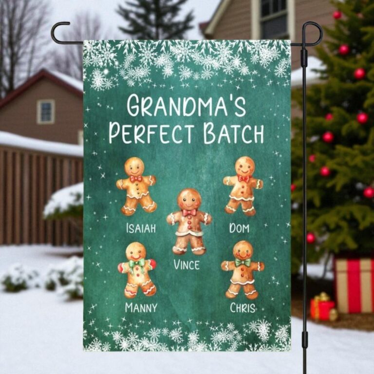 Gingerbread Family Garden Flag, Personalized Christmas Yard Flag