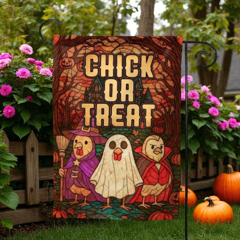 Halloween Chicken Garden Flag, Spooky Season Decor