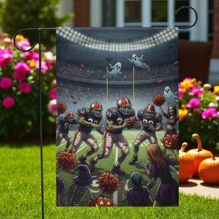 Halloween Football Garden Flag, Spooky Yard Decor