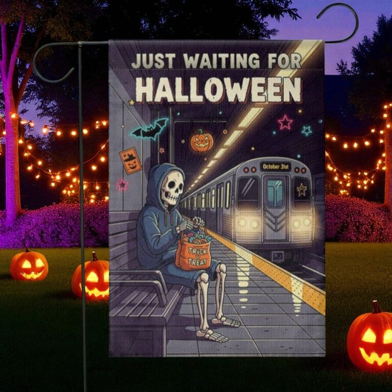 Halloween Garden Flag, Funny Skeleton Yard Decor