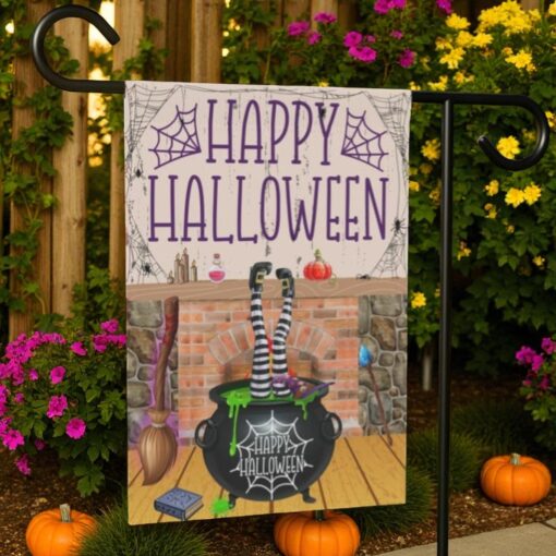 Halloween Garden Flag, Funny Witch Yard Decor
