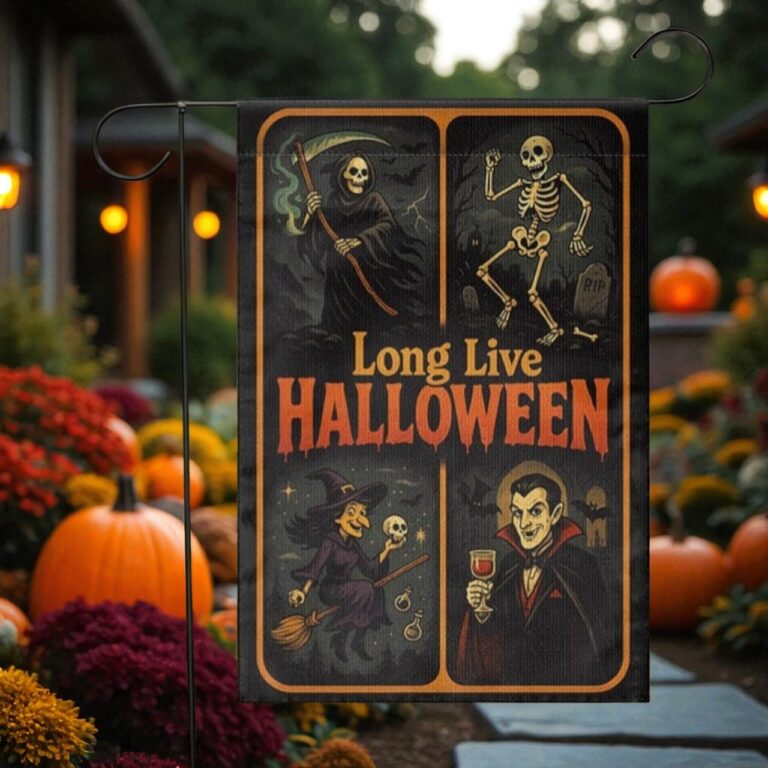 Halloween Garden Flag, Grim Reaper Witch Vampire Decor