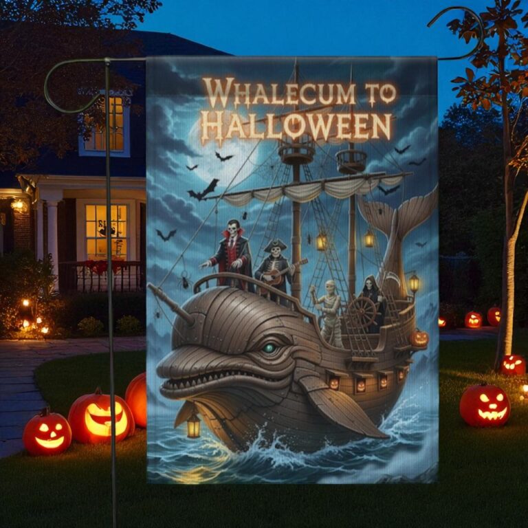 Halloween Garden Flag, Pirate Whale Yard Decor