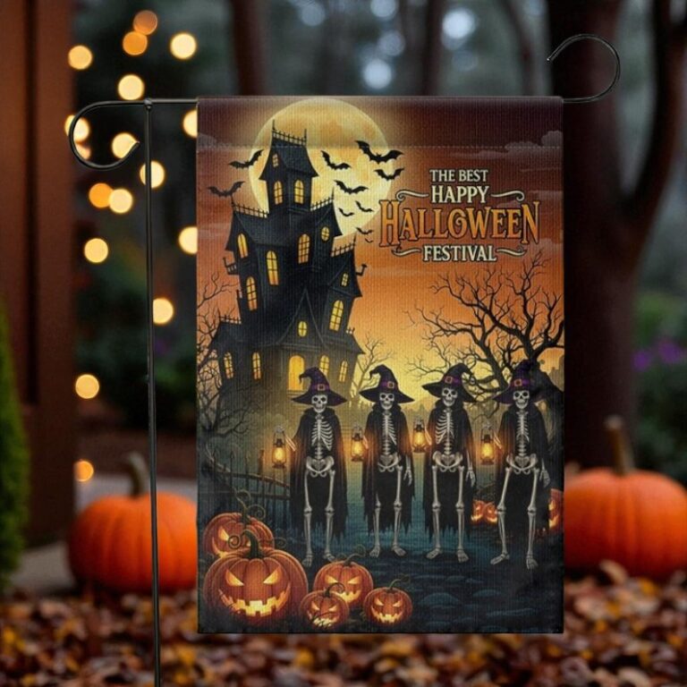 Halloween Garden Flag, Skeleton Witches Outdoor Decor