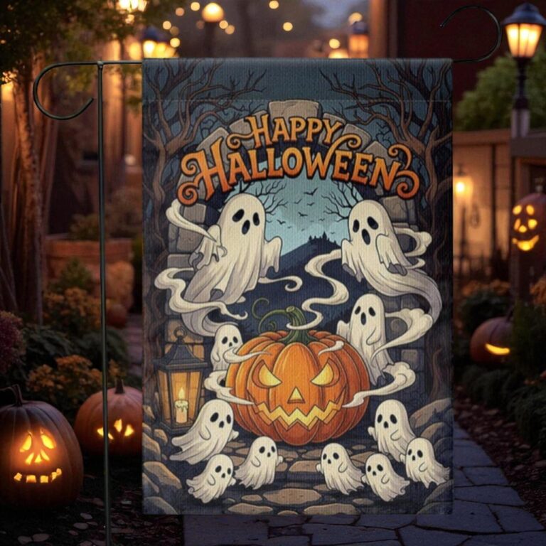 Halloween Garden Flag, Spooky Pumpkin Yard Decor
