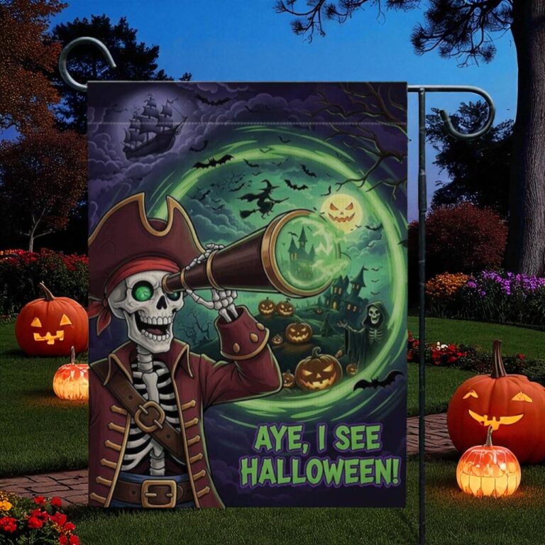 Halloween Skeleton Garden Flag, Funny Halloween Decor Flag