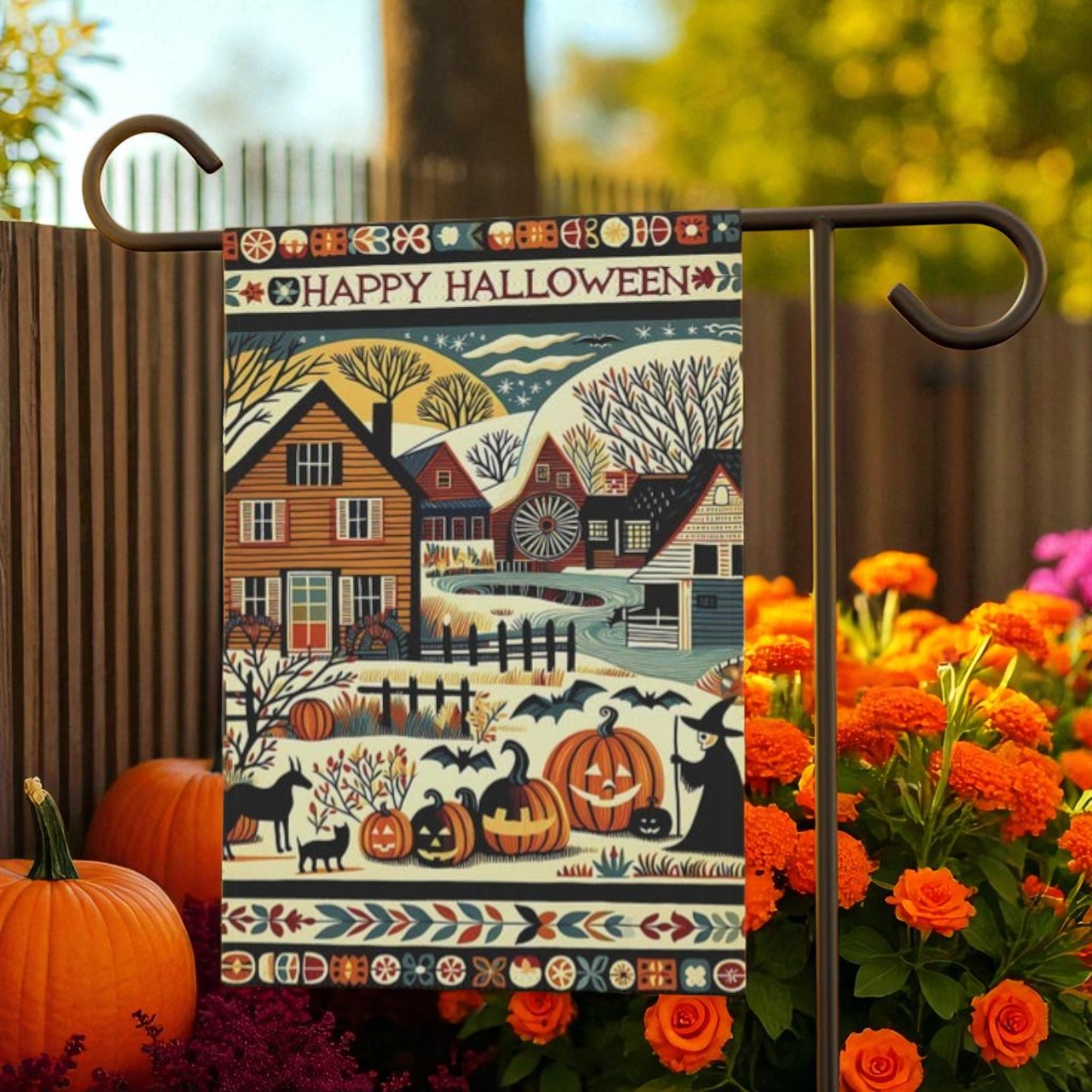Happy Halloween Banner Flag, Fall Garden Decoration