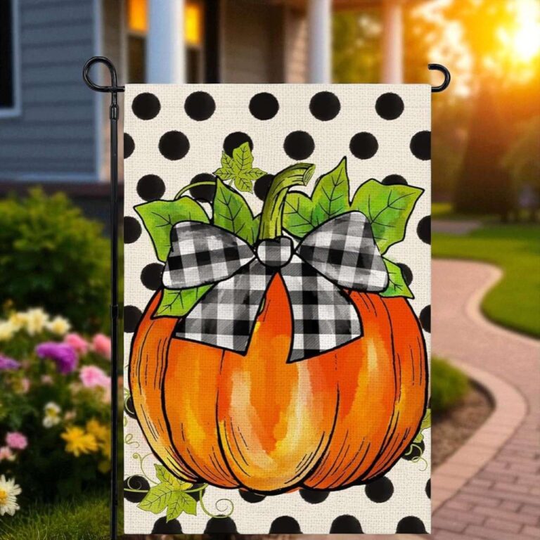 Hello Fall Garden Flag - Pumpkin Burlap Outdoor Decor