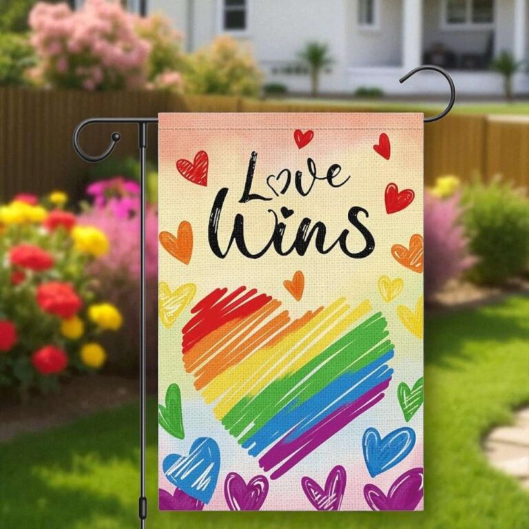Love Wins Pride Garden Flag | LGBT Rainbow Outdoor Decor