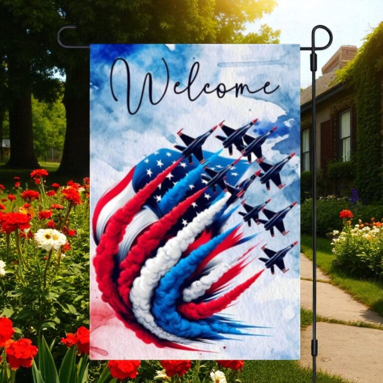 Patriotic Garden Flag, 4th of July Fighter Jets