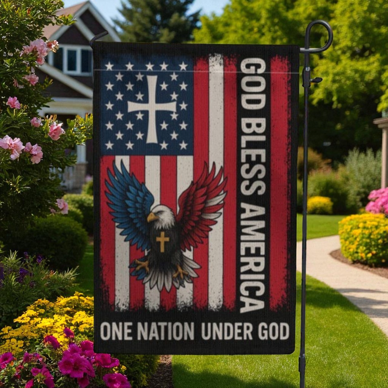 Patriotic Garden Flag, Christian Outdoor Yard Decor