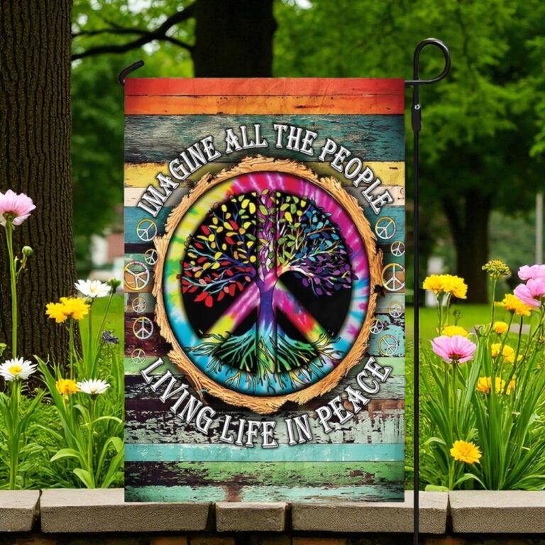Peace Sign Hippie Flag, Decorative Yard Garden Flag