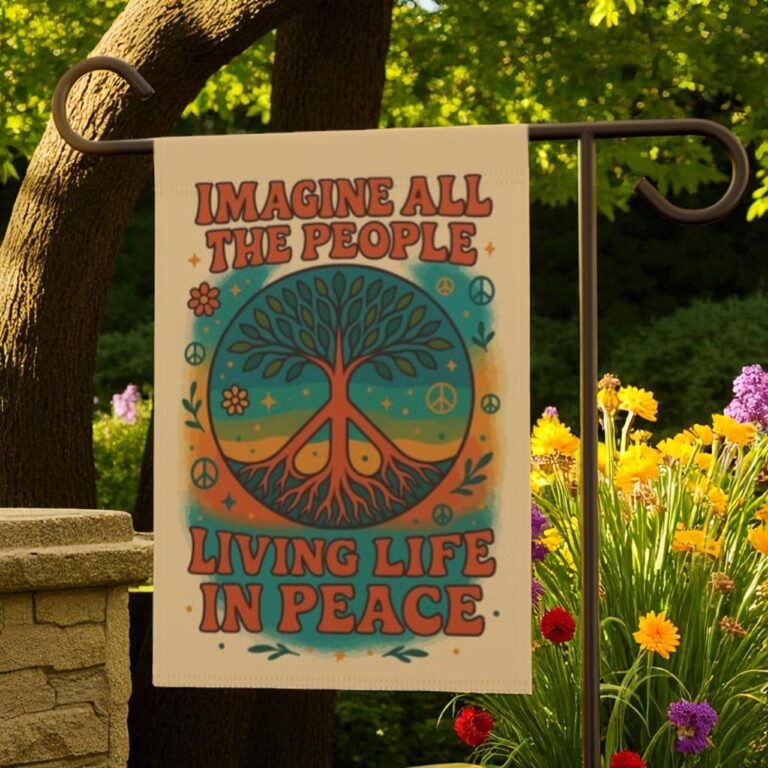 Peace Tree Garden Flag, Floral Peace Symbol Flag