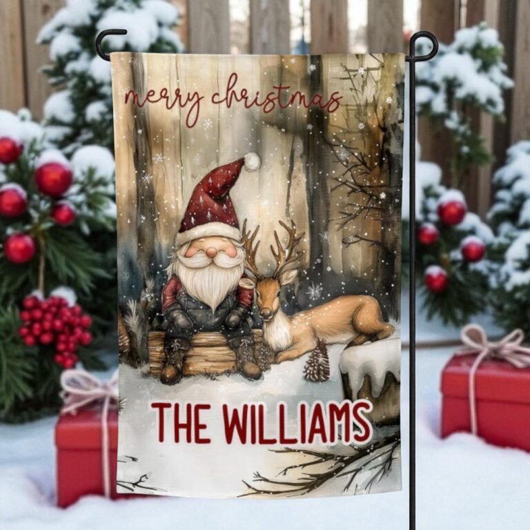 Personalized Santa Christmas Flag, Outdoor Yard Decor