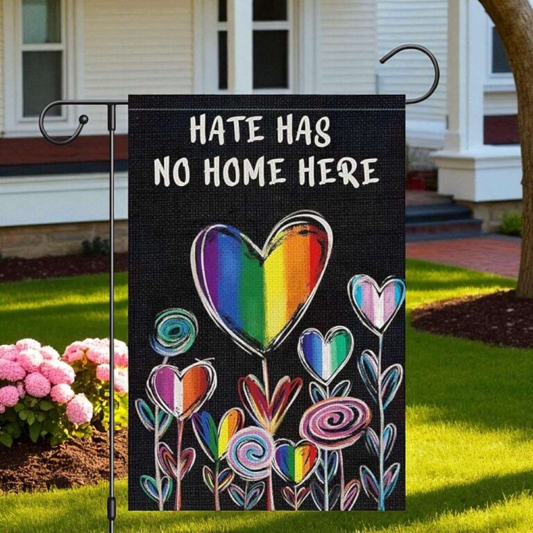 Pride Garden Flag LGBT Rainbow Heart Outdoor Decor