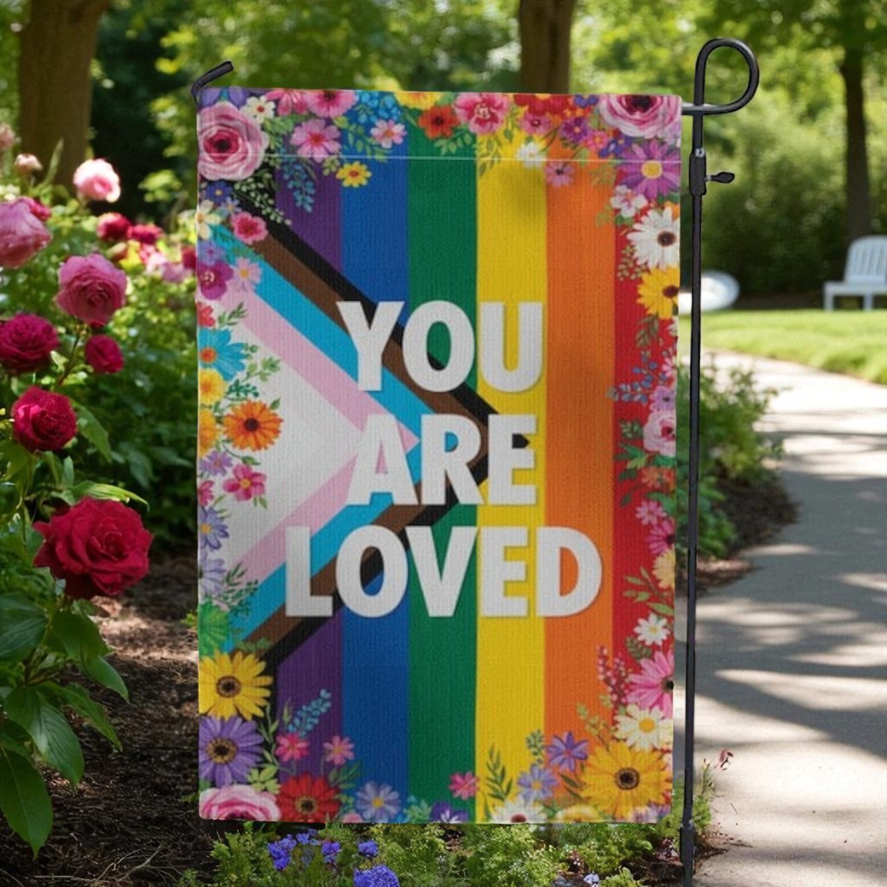 Pride Garden Flag, LGBTQ+ Rainbow Outdoor Decor