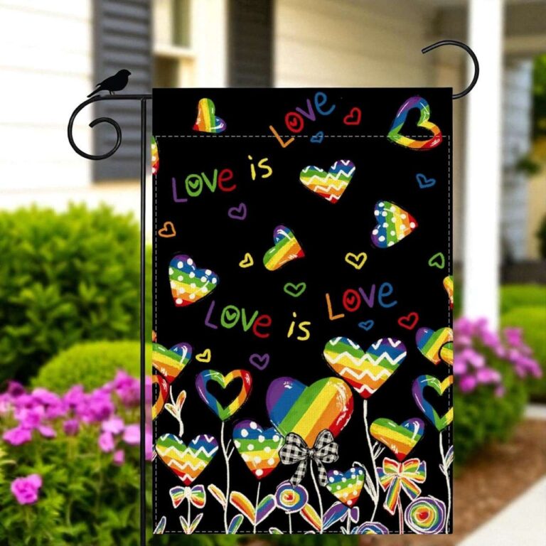 Rainbow Love Hearts Garden Flag - LGBTQ Pride Yard Decor