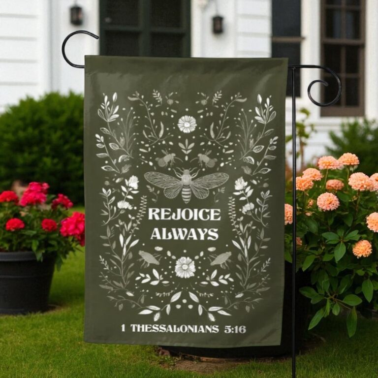 Rejoice Always Garden Flag, Christian Bible Verse Yard Decor