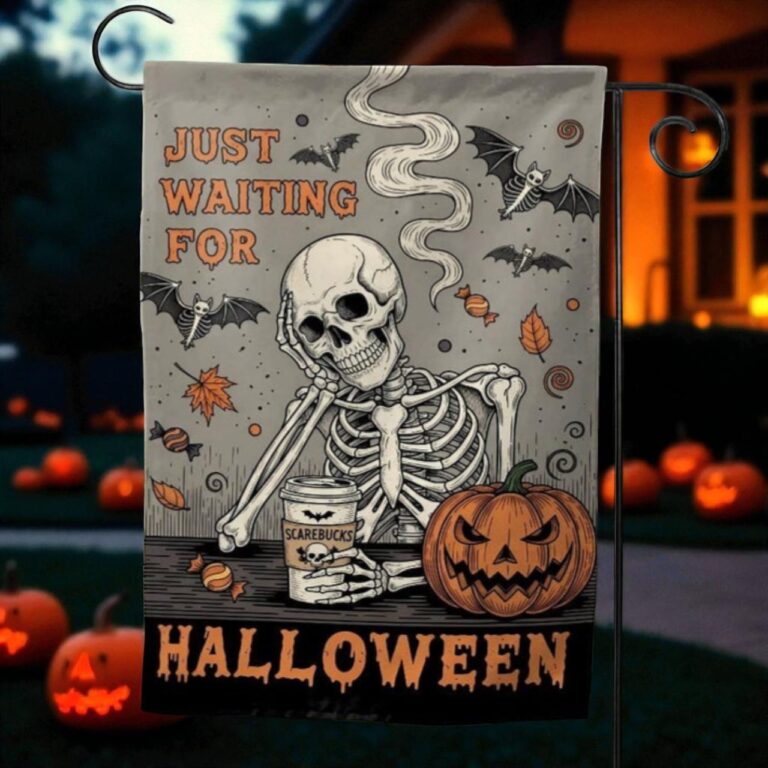 Skeleton Halloween Garden Flag, Outdoor Halloween Yard Decor
